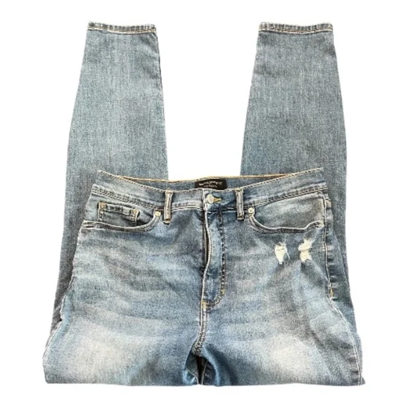EUC Banana Republic high rise skinny distressed blue jeans | size 12 - Picture 1 of 10